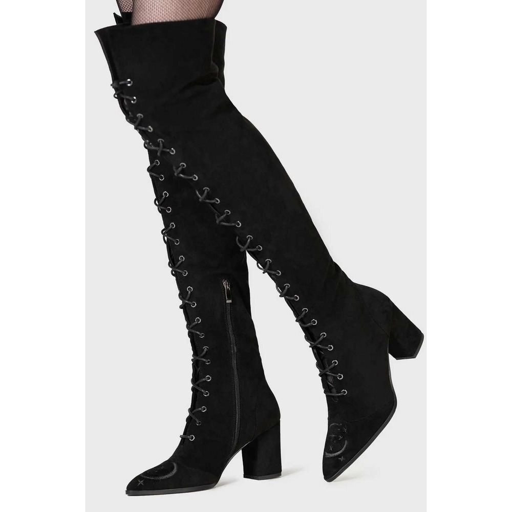Killstar Evening Hill Knee high witchy boots goth - Picture 2 of 4